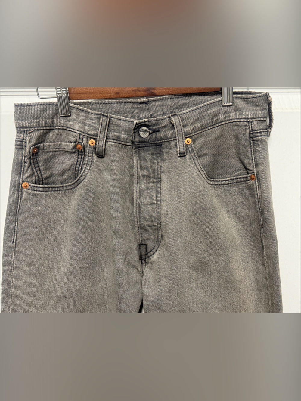 Levi's 501 ‘93 Premium Big E Men's Washed Gray Slim Straight Jeans Size W31X34 - Picture 3 of 14